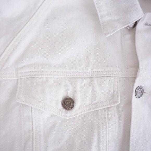 Suamoment Designer White Blue Ombre Button Dill Dyeing Denim Trucker Jacket XL - Picture 11 of 11